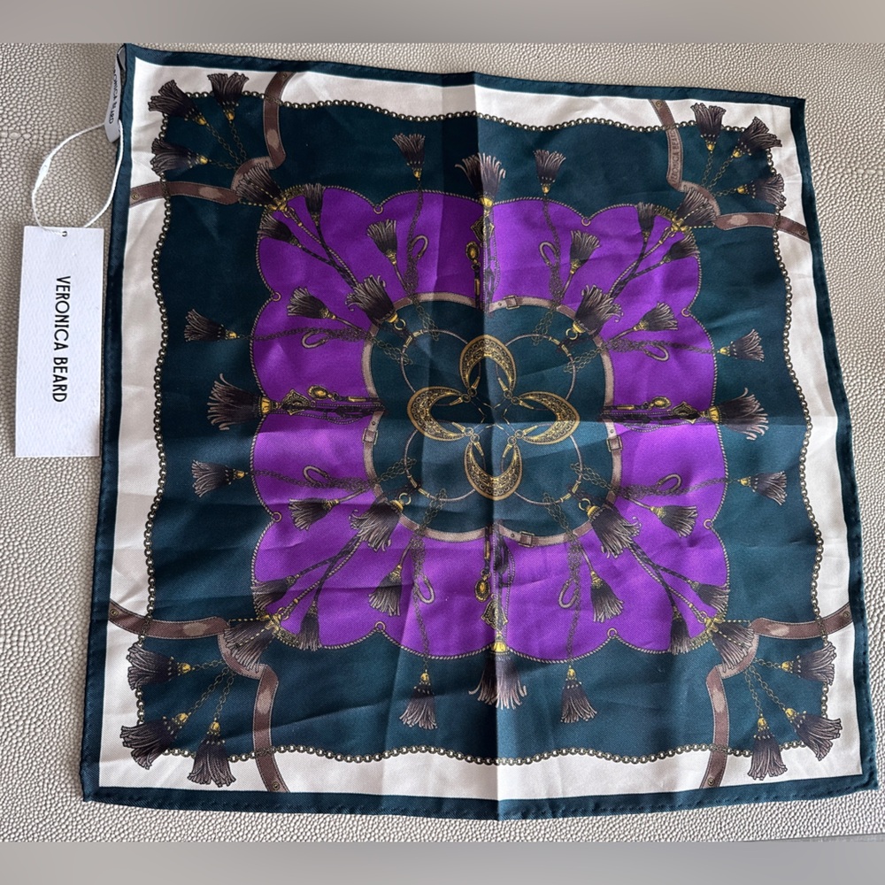 Veronica Beard Purple and Green Silk Scarf
